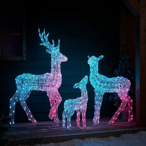 Conjunto de Renas Iluminadas com LED RGB Inteligente e Controle via Wi-Fi