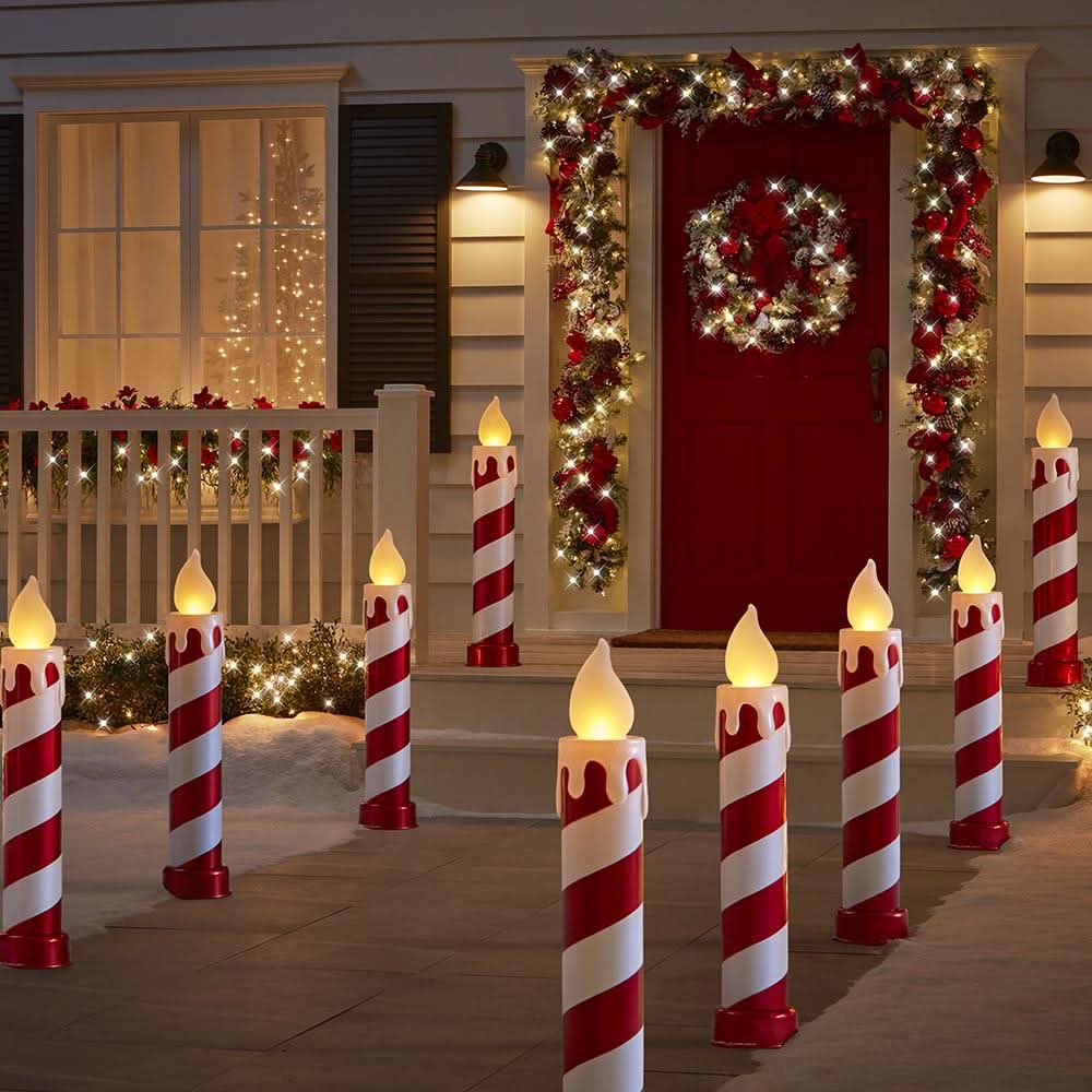 Conjunto de Velas de Bastão de Doces Cintilantes com LEDs – 91 cm