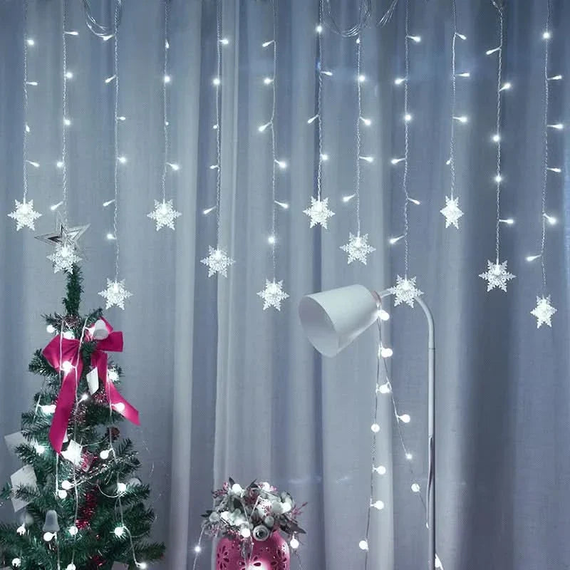 Cortina de Luzes LED Floco de Neve – Magia Natalina em Cada Detalhe